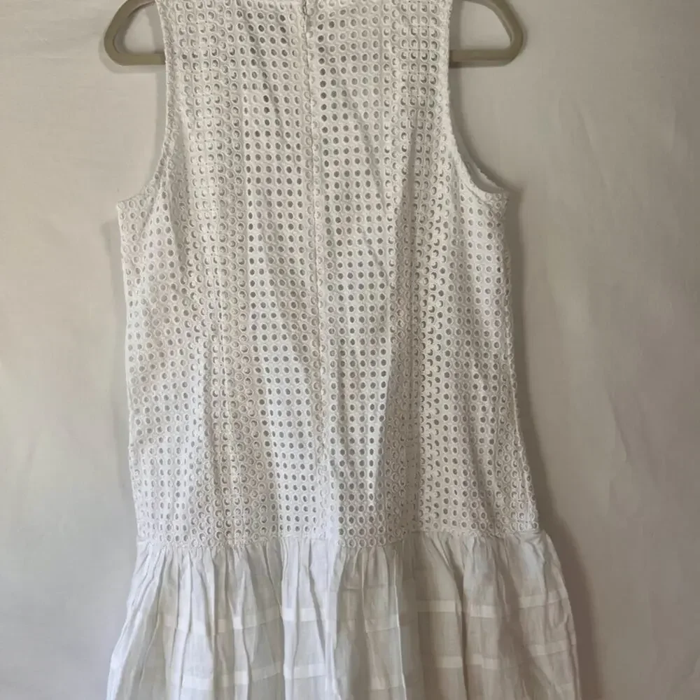 NWT J CREW White Eyelet Sleeveless Short Dress Size M Bridal Shower - Picture 3 of 10